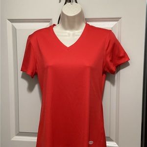 Reel Legends Ladies Short Sleeve V-neck Red Top